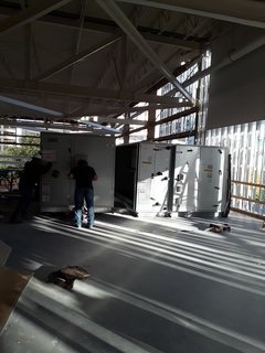 Exterior rooftop equipment and utility routing.